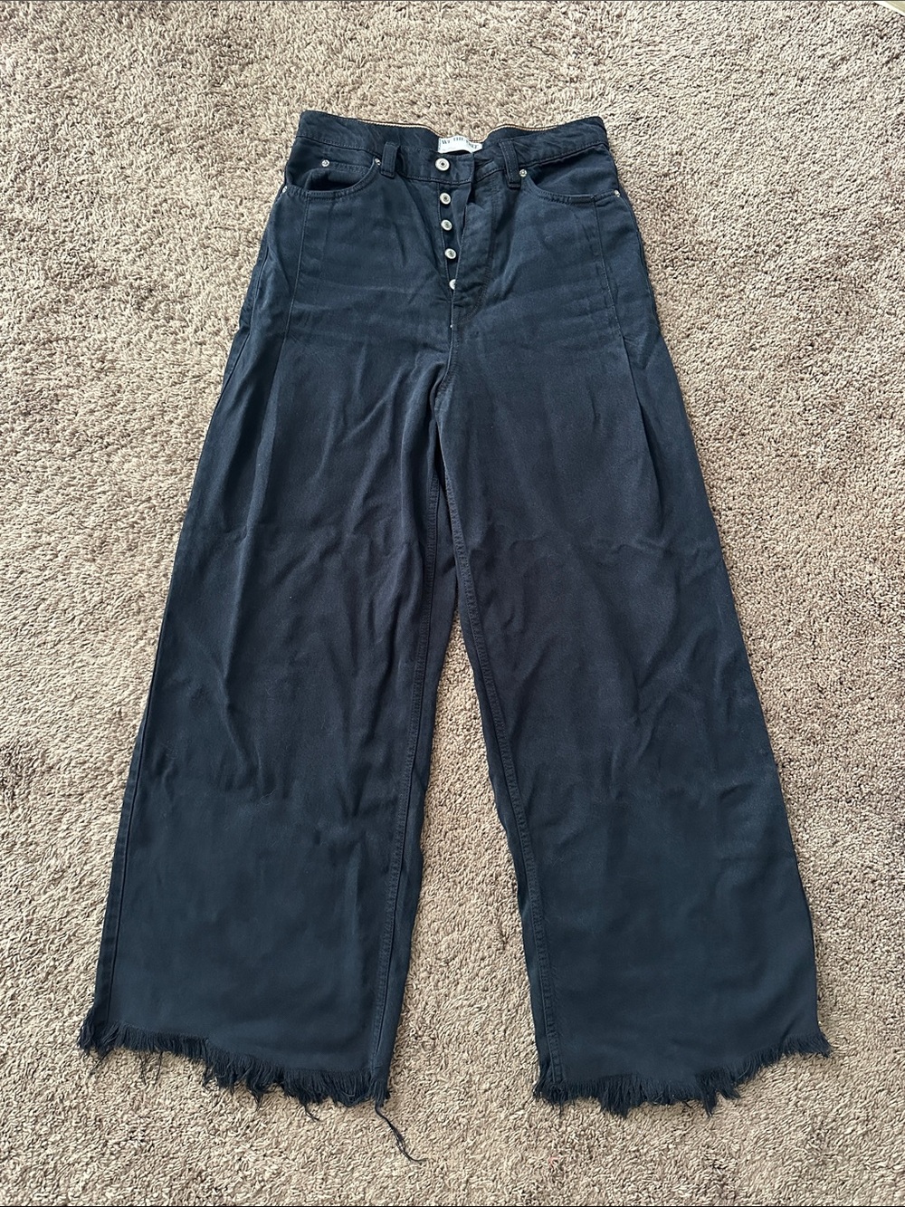We The Free Black Button-Fly Wide Leg Jeans